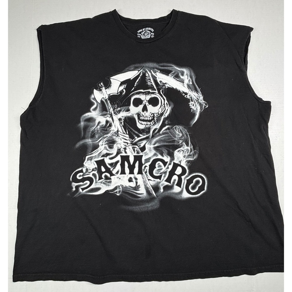 Sons of Anarchy SAMCRO Grim Reaper Sleeveless Graphic T-Shirt Black Mens 3XL